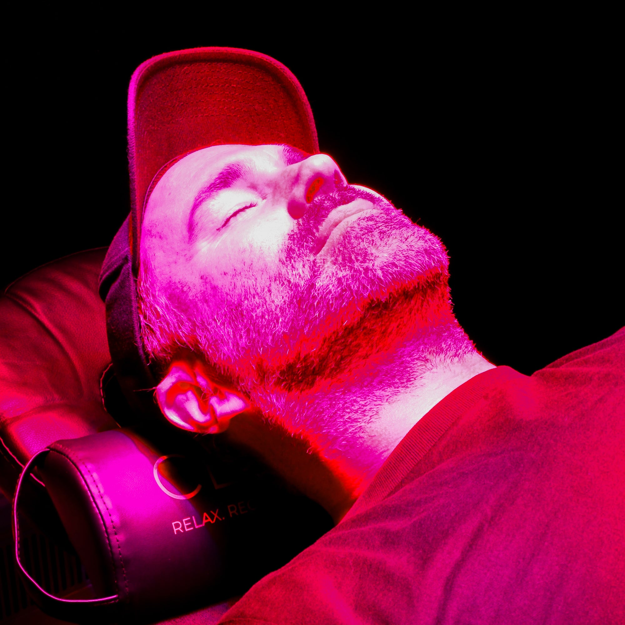 Eddie Hearn laying under red light