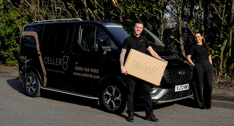 Andy & Grace standing outside CELLER8 van