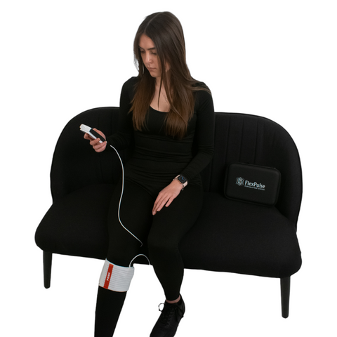 FlexPulse Gen 2 PEMF device being applied to knee