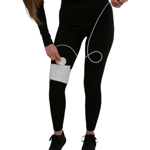 FlexPulse Gen 2 PEMF device being applied to leg